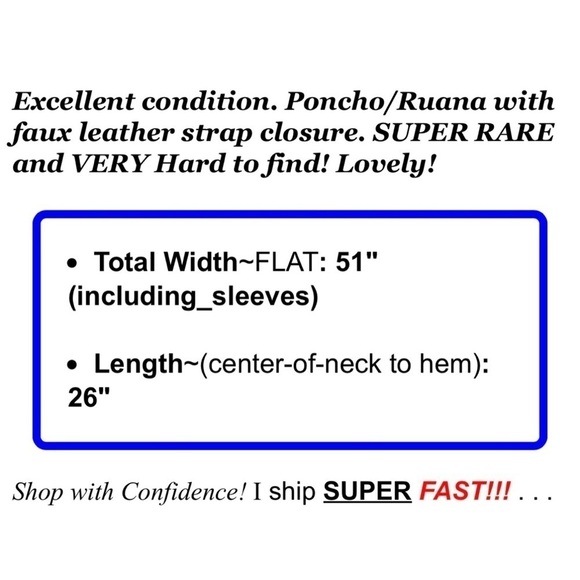 Vince Camuto Teal Herringbone Whipstitch Poncho Ruana Cape Shawl Topper RARE - Picture 2 of 10